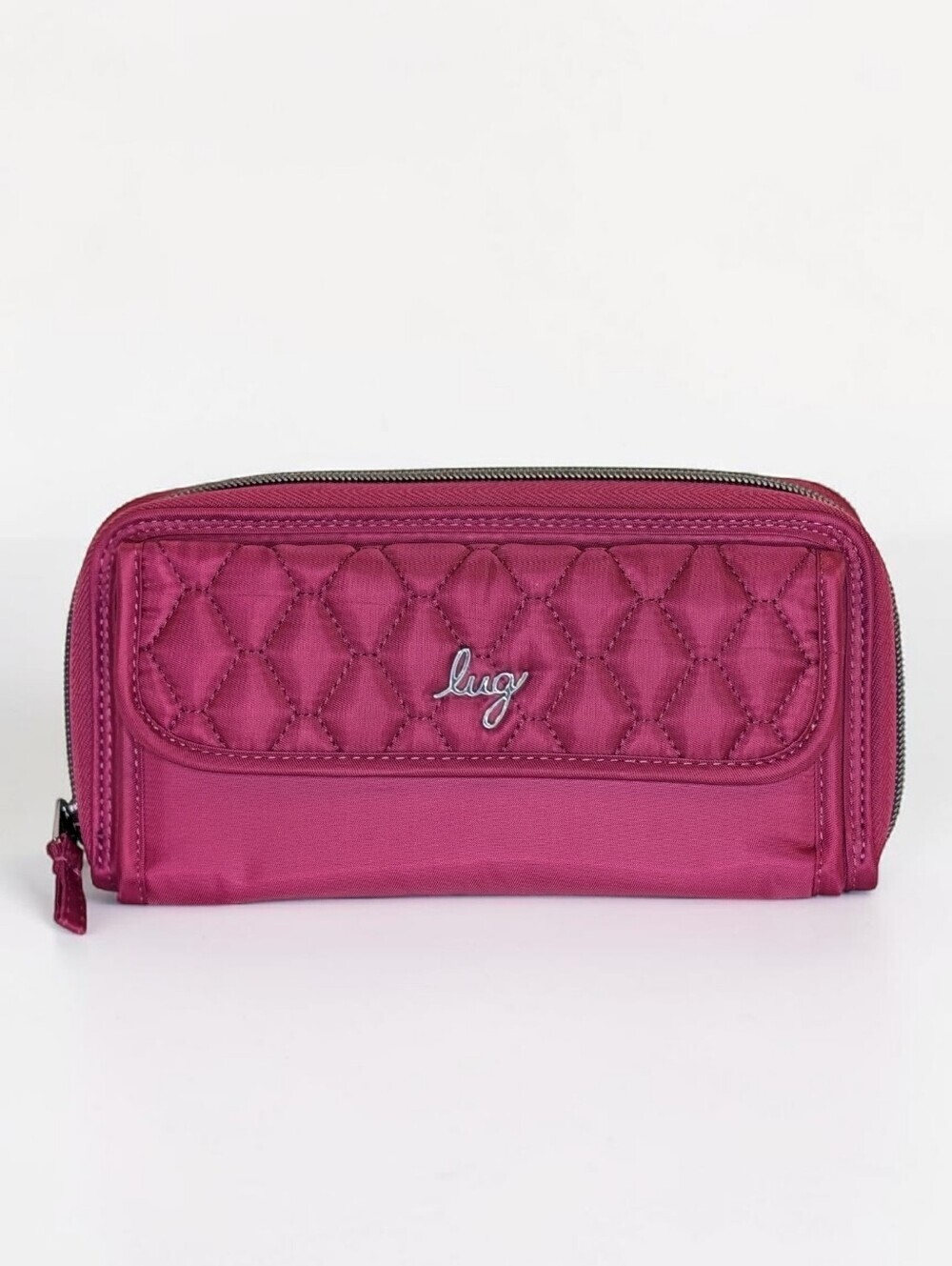 Lug Kickflip SE RFID Wallet Crossbody Clutch Berry Floral Quilted NEW